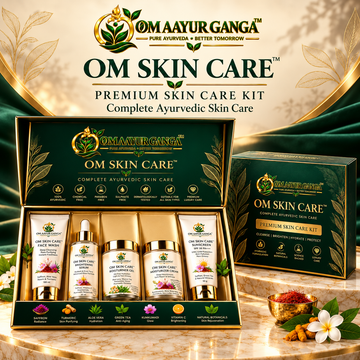 OM SKIN CARE Premium Ayurvedic Skin Care Kit | Face Wash, Brightening Serum, Moisturizer Gel, Nourishing Cream & Sunscreen | Complete Face Care Routine